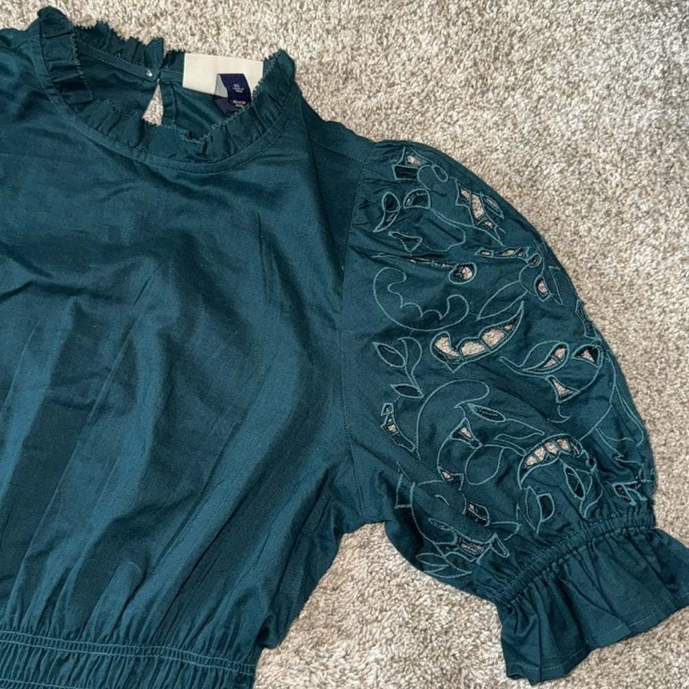 Universal Thread Turquoise Ruffle sleeve top - Picture 2 of 5